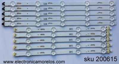 KIT DE LED'S PARA TV SAMSUNG (10 PIEZAS) / NUMERO DE PARTE BN96-34791A / BN96-34792A / V5DU-400DCB-R1 / V5DU-400DCA-R1 / LM41-00120S / LM41-00120R / PANEL'S CY-GK040 / CY-GJ040 / CY-WJ040 / MODELOS UE40JU / UN40JU / UN40KU / UN40MU / UA40JU / UA40KU